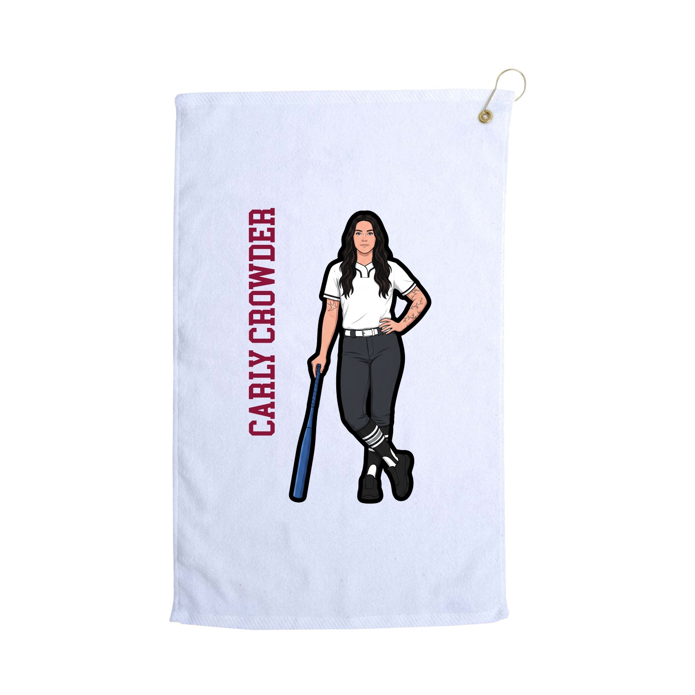 Golf Towel — Name Vertical in White