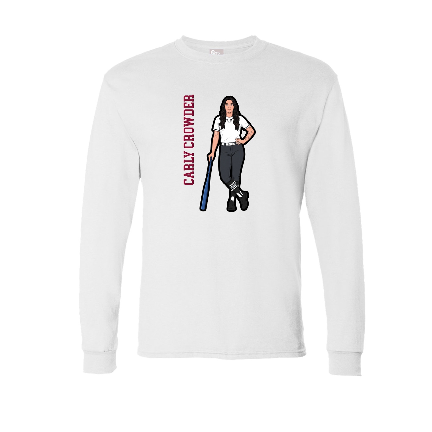 Long Sleeve Tee — Name Vertical in White