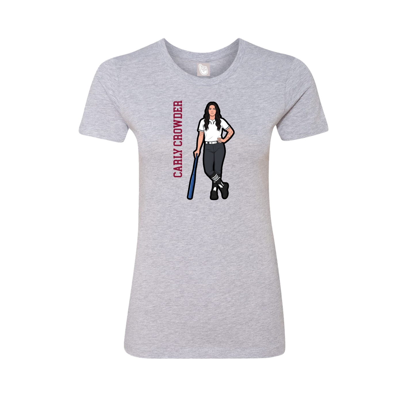 Fitted Women's Tee — Name Vertical in Grey