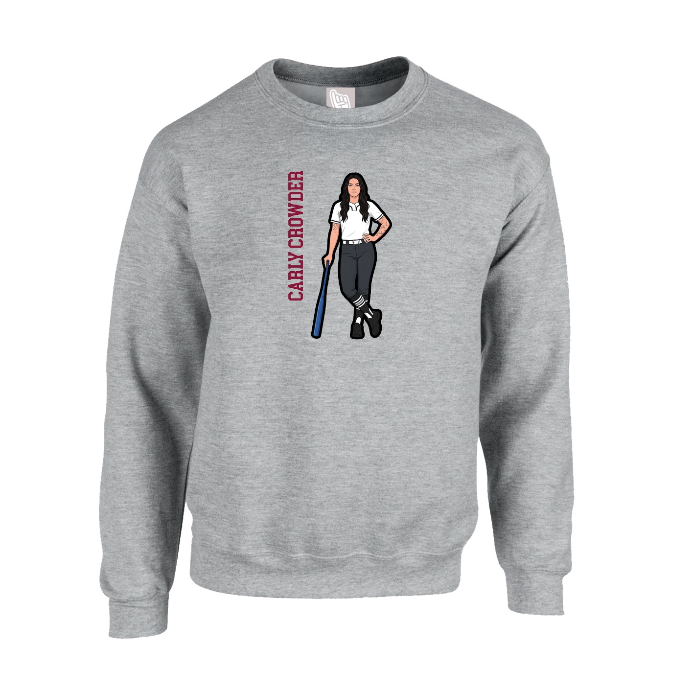 Fleece Crew — Name Vertical in Grey
