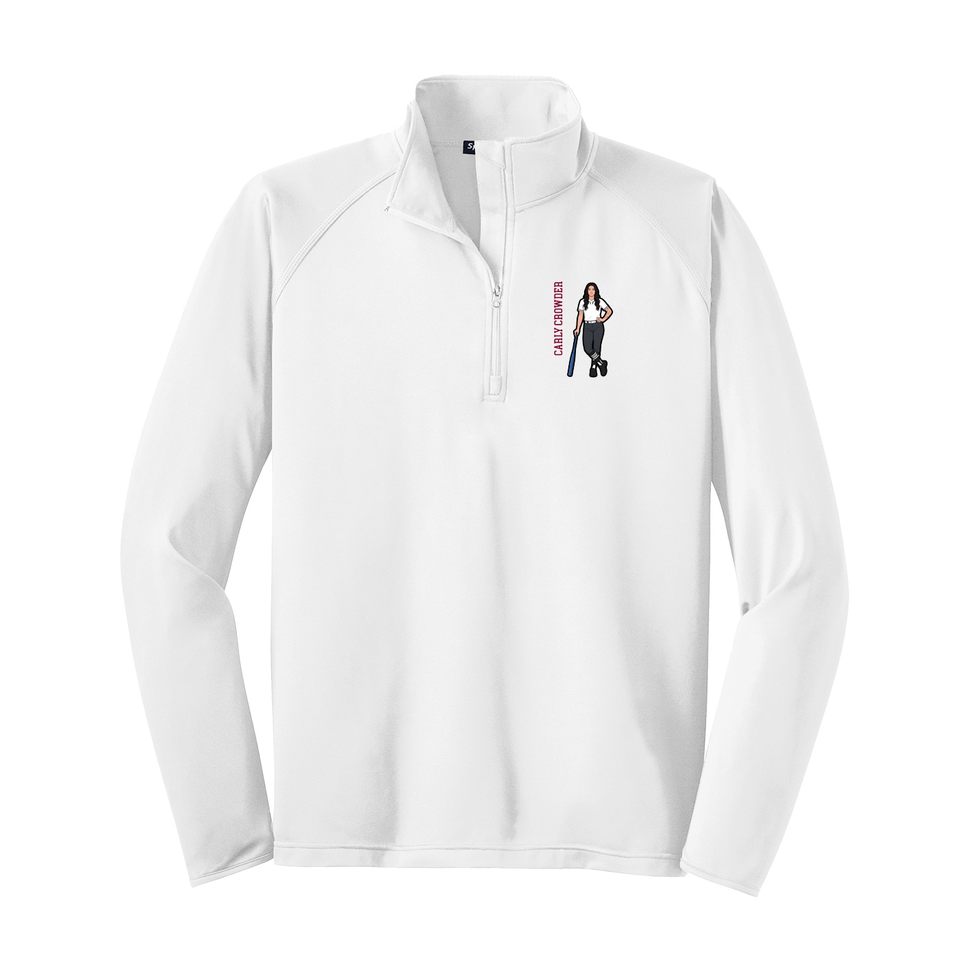 Q-Zip Pullover — Name Vertical in White