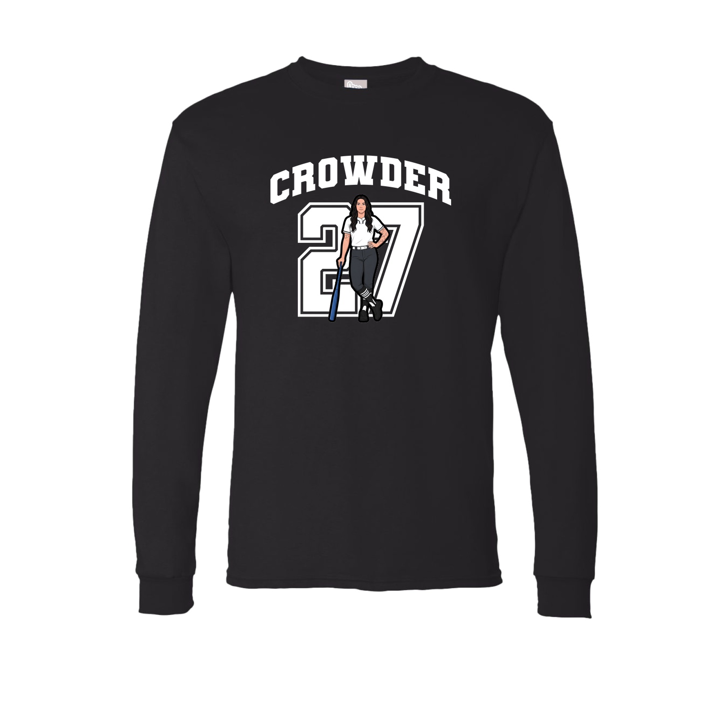 Long Sleeve Tee — Number in Black