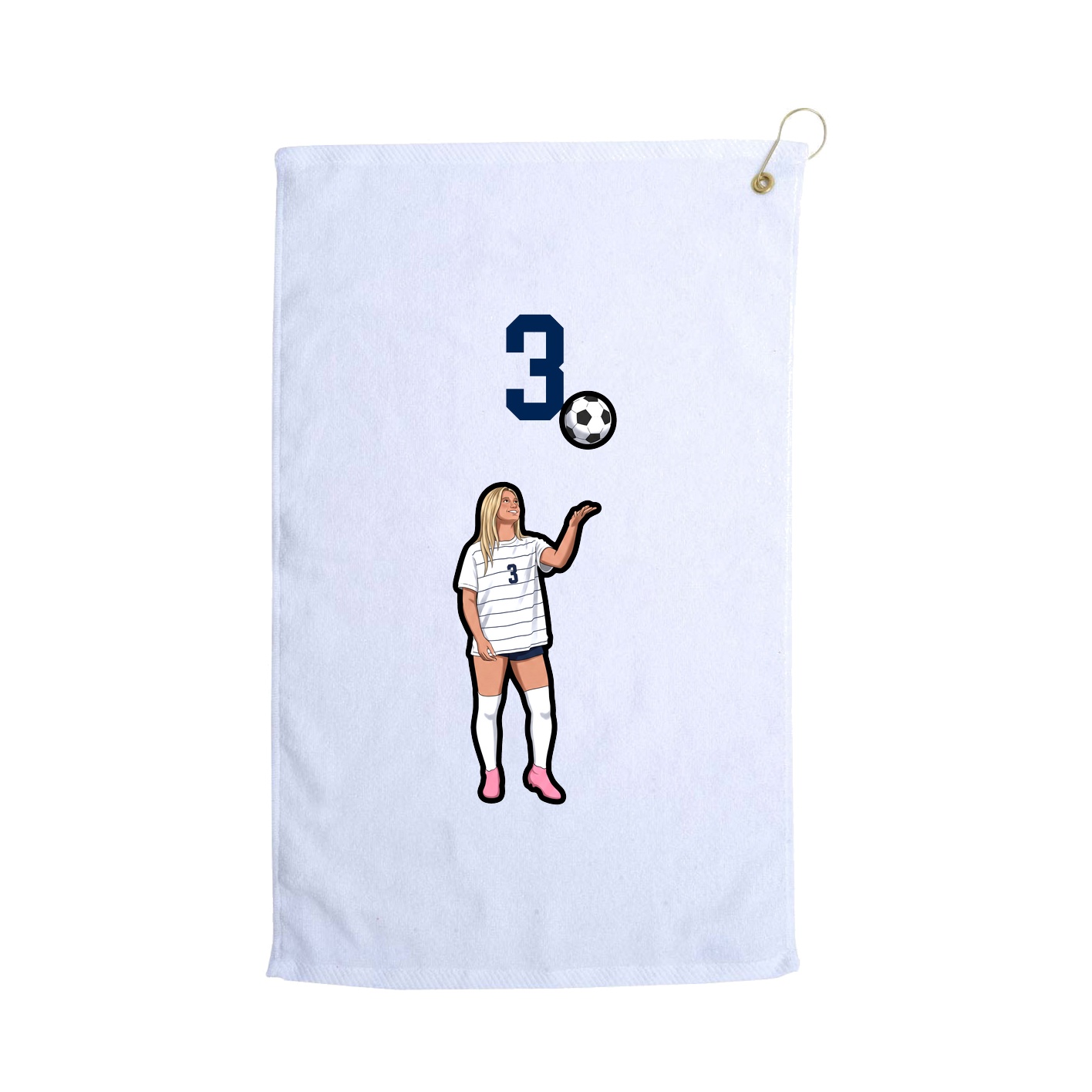 Golf Towel — Number Top in White
