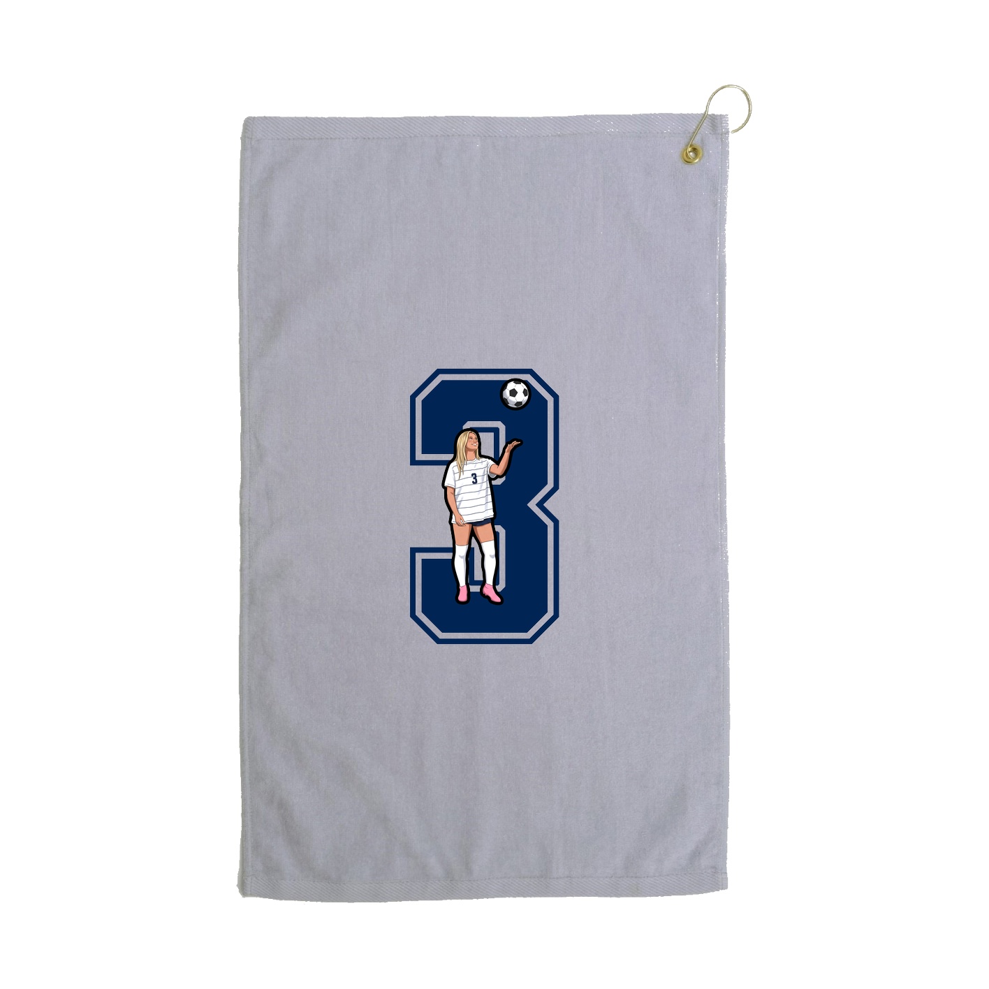 Golf Towel — Number in Grey