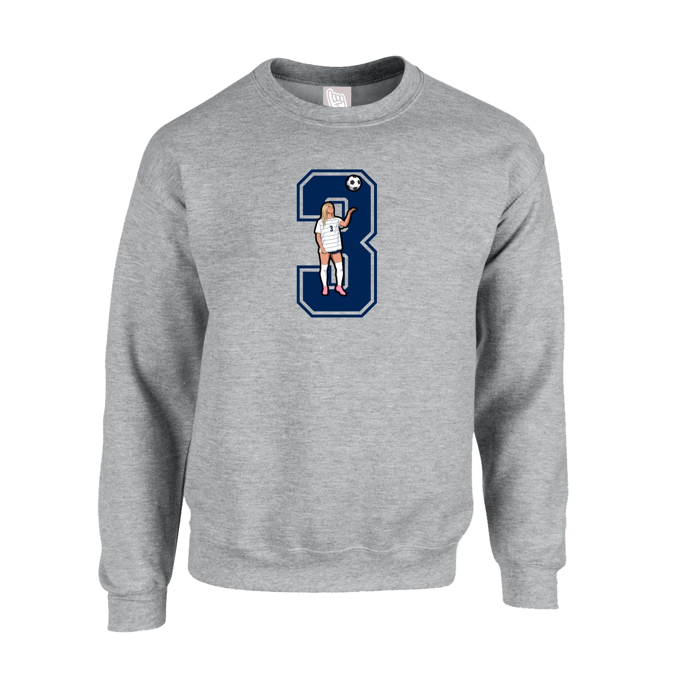Fleece Crew — Number in Grey