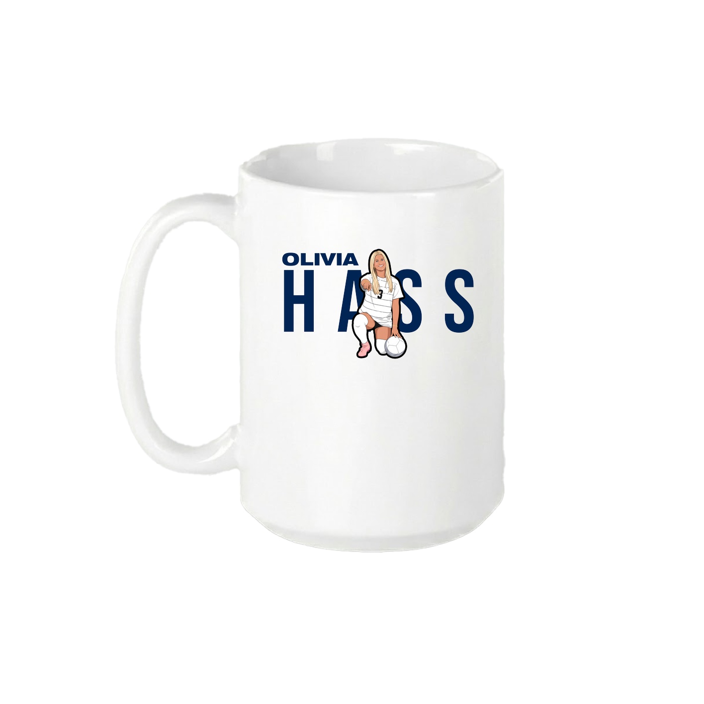 15oz Coffee Mug — Player Name in White