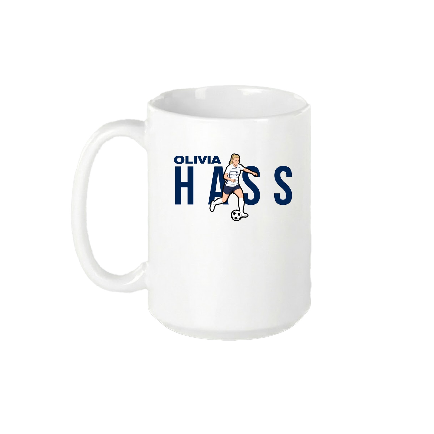 15oz Coffee Mug — Player Name in White