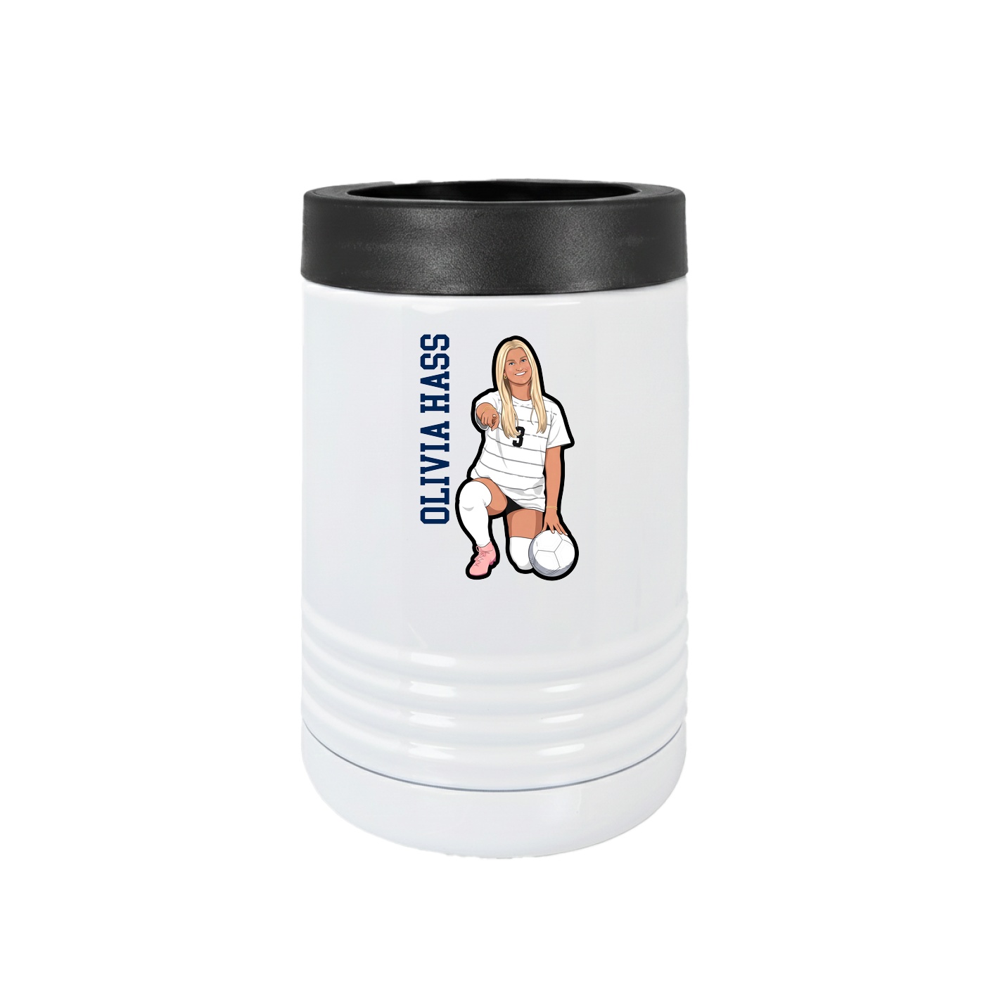 Beverage Holder — Name Vertical in White