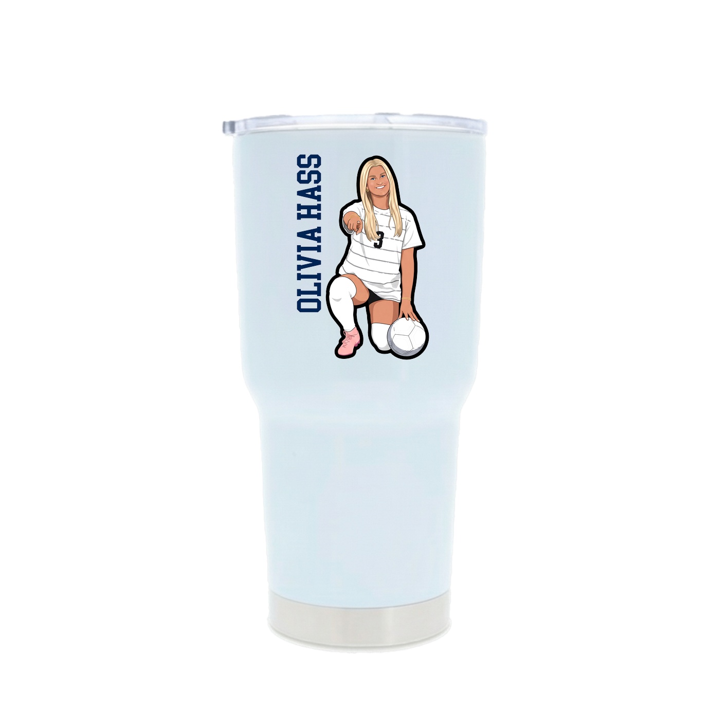 30oz Stainless Steel Tumbler — Name Vertical in White