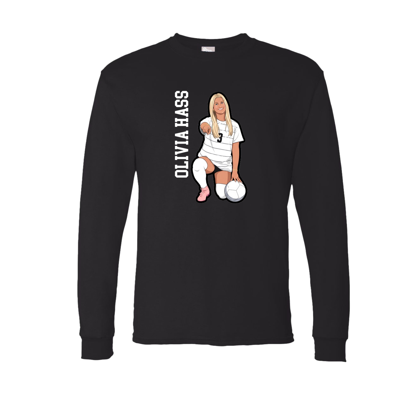 Long Sleeve Tee — Name Vertical in Black