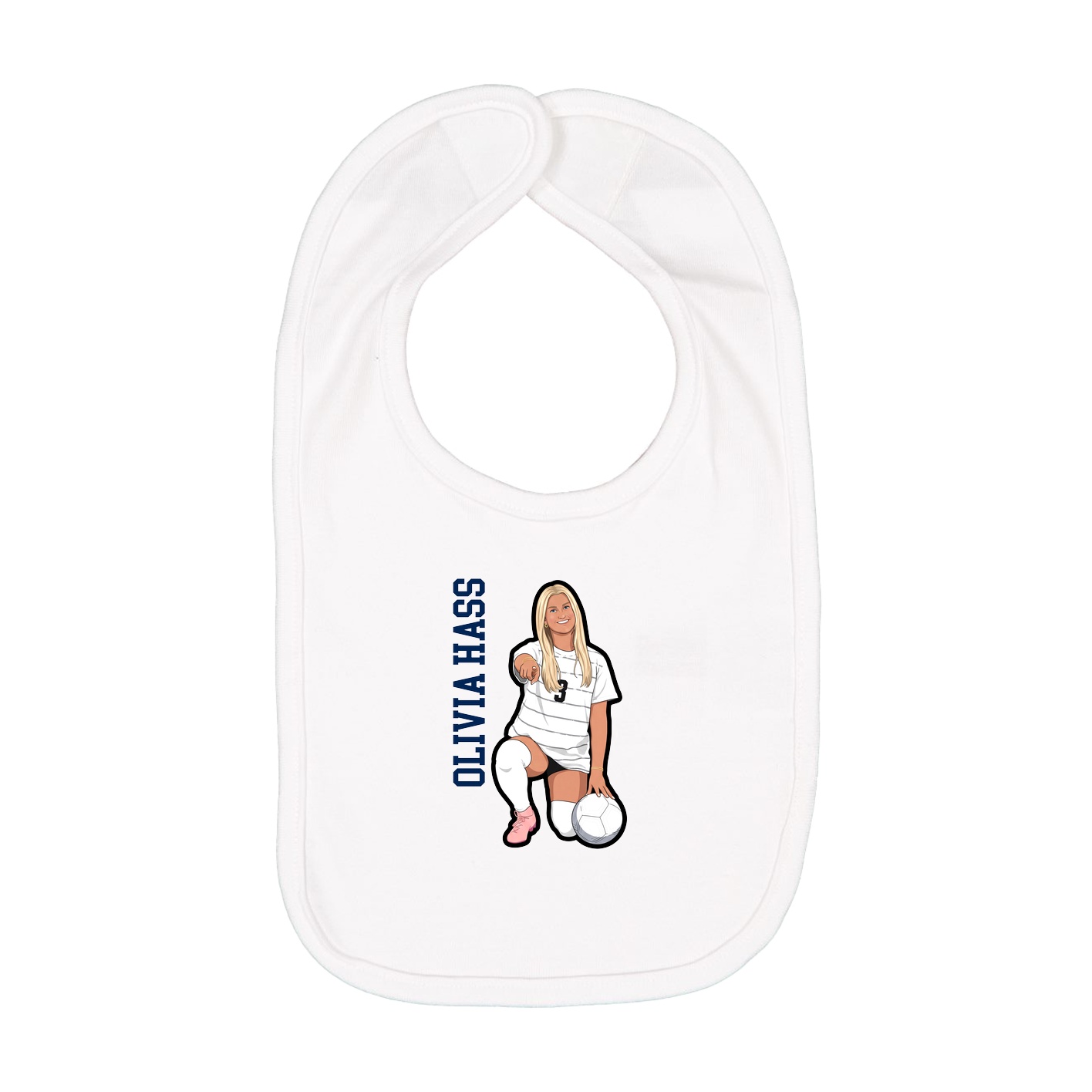 Infant Bib — Name Vertical in White