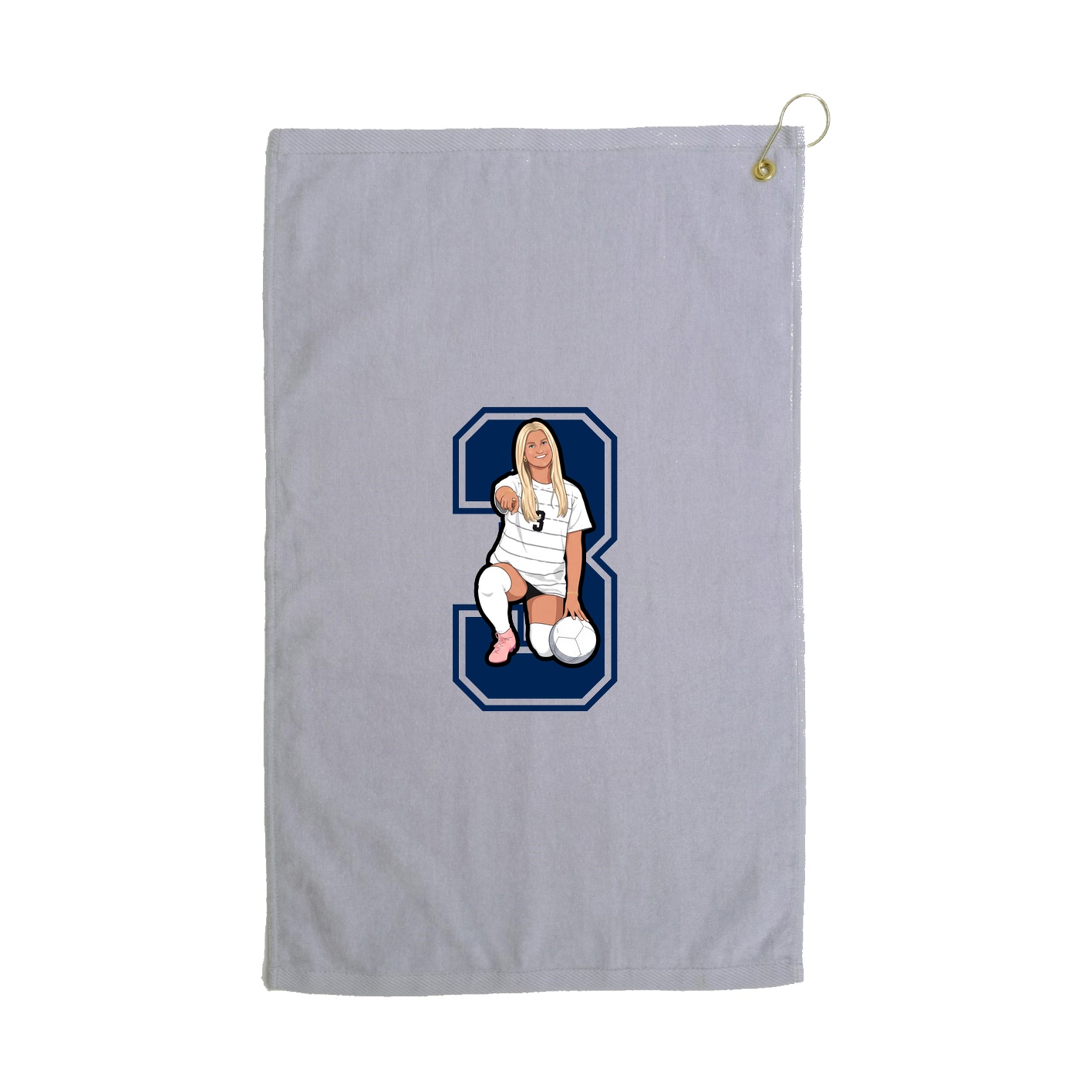 Golf Towel — Number in Grey