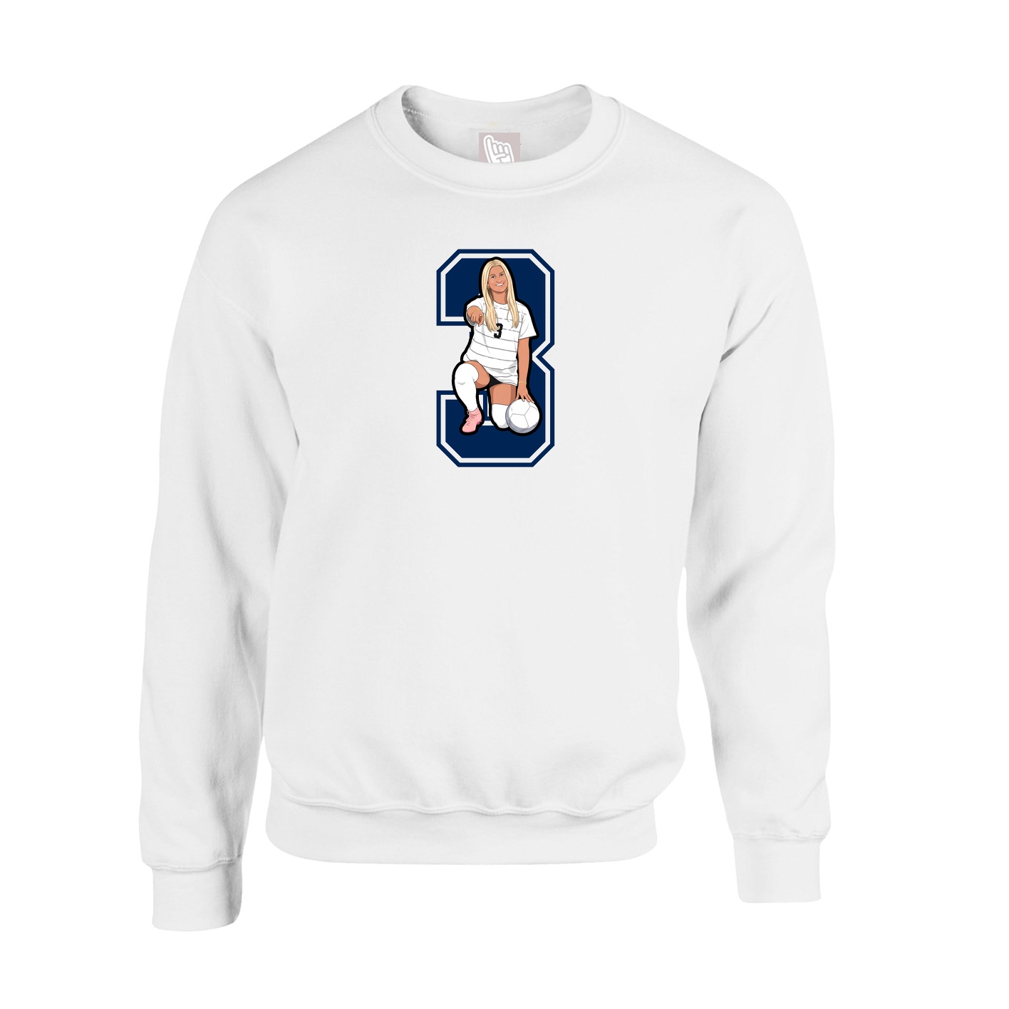 Fleece Crew — Number in White