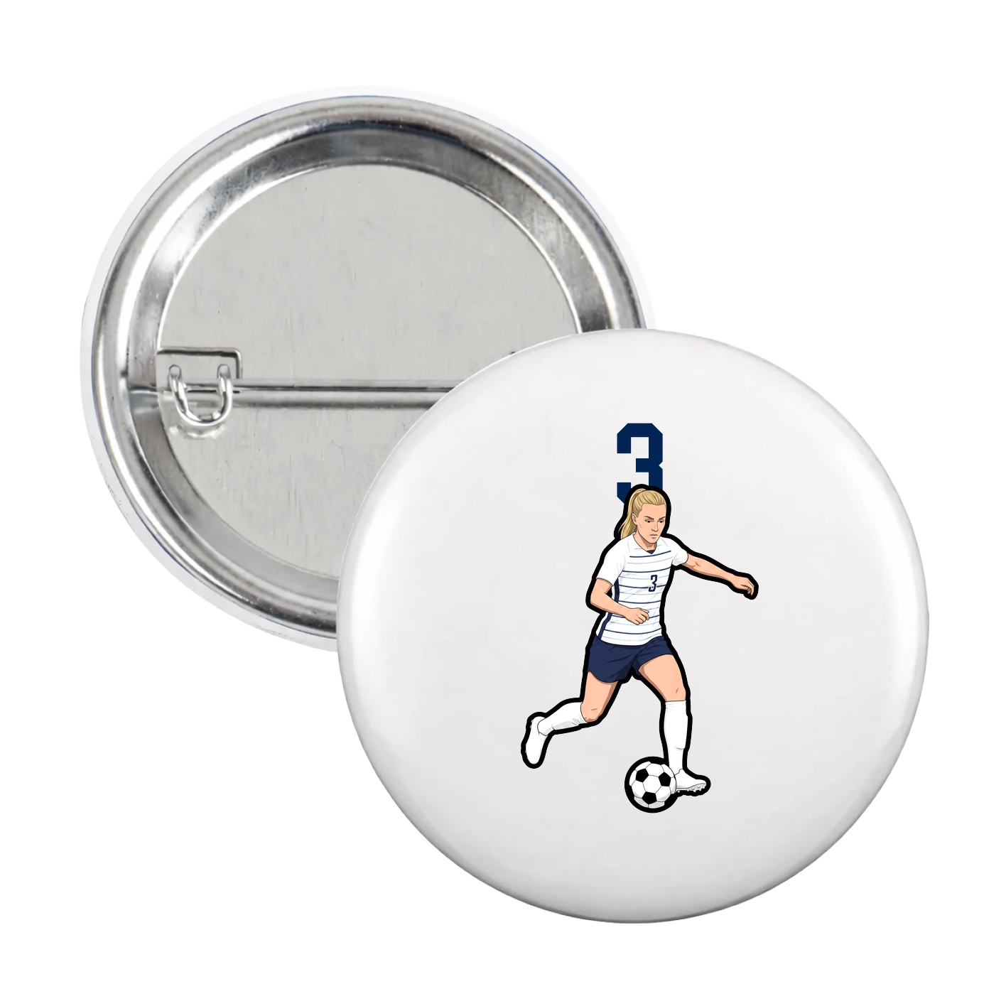 Game Day Button — Number Top in White