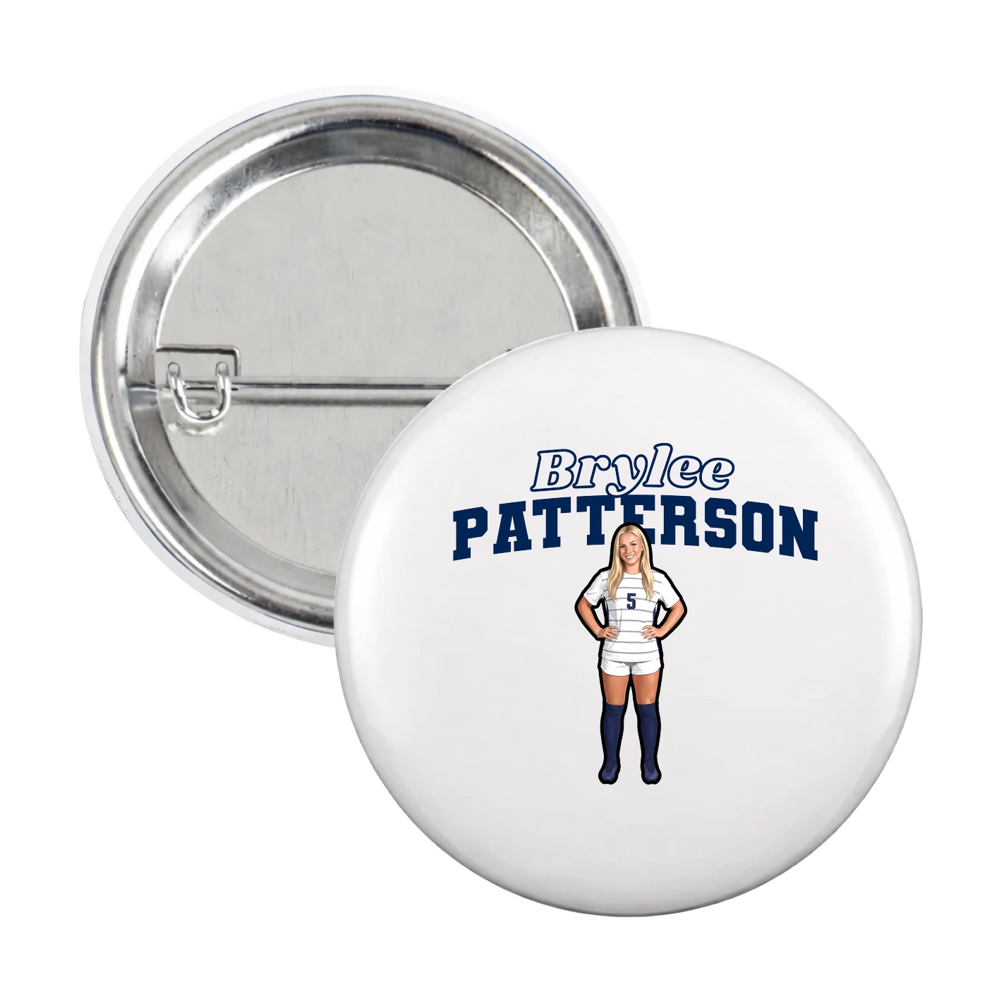 Game Day Button — Name Arch in White