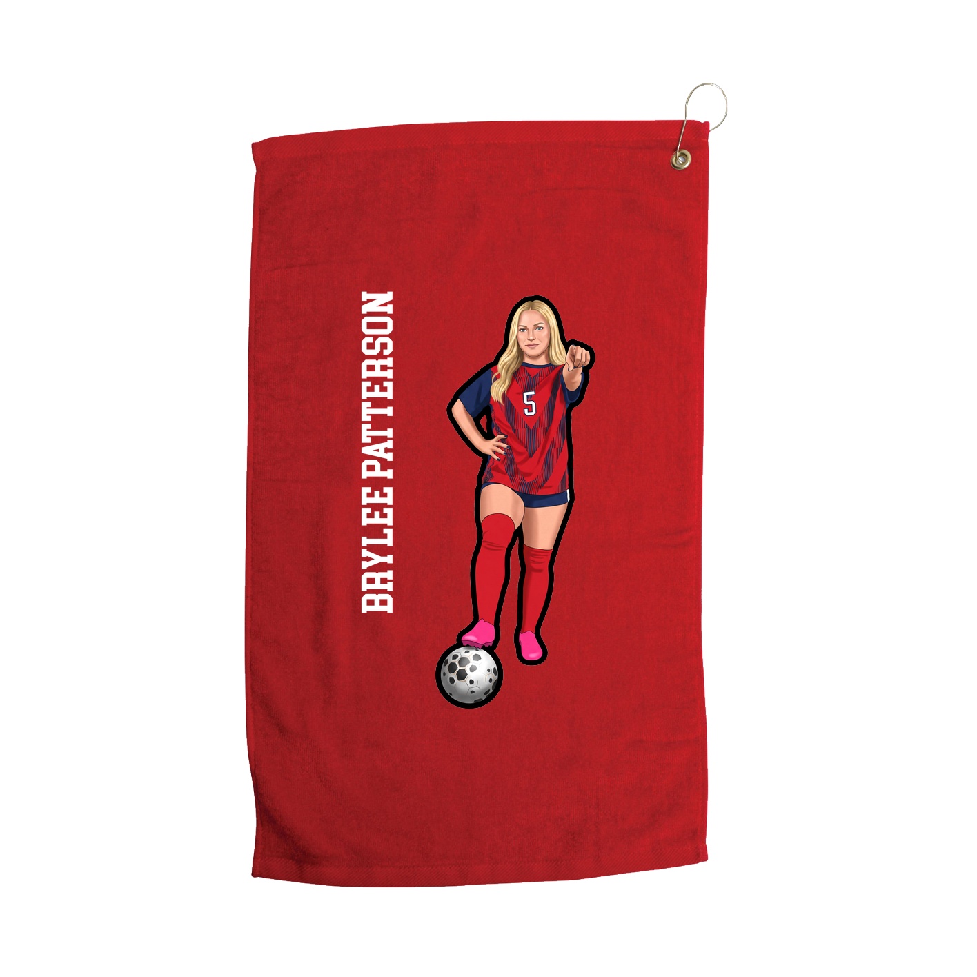 Golf Towel — Name Vertical in Red