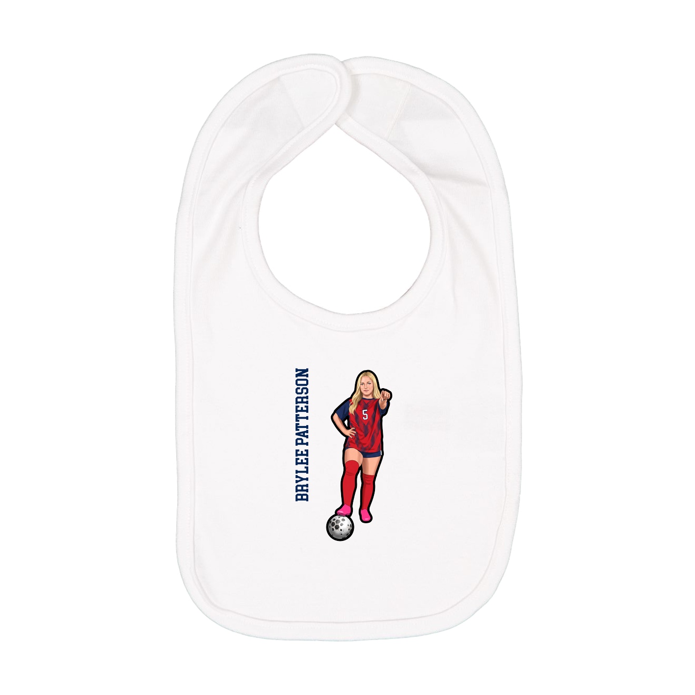 Infant Bib — Name Vertical in White