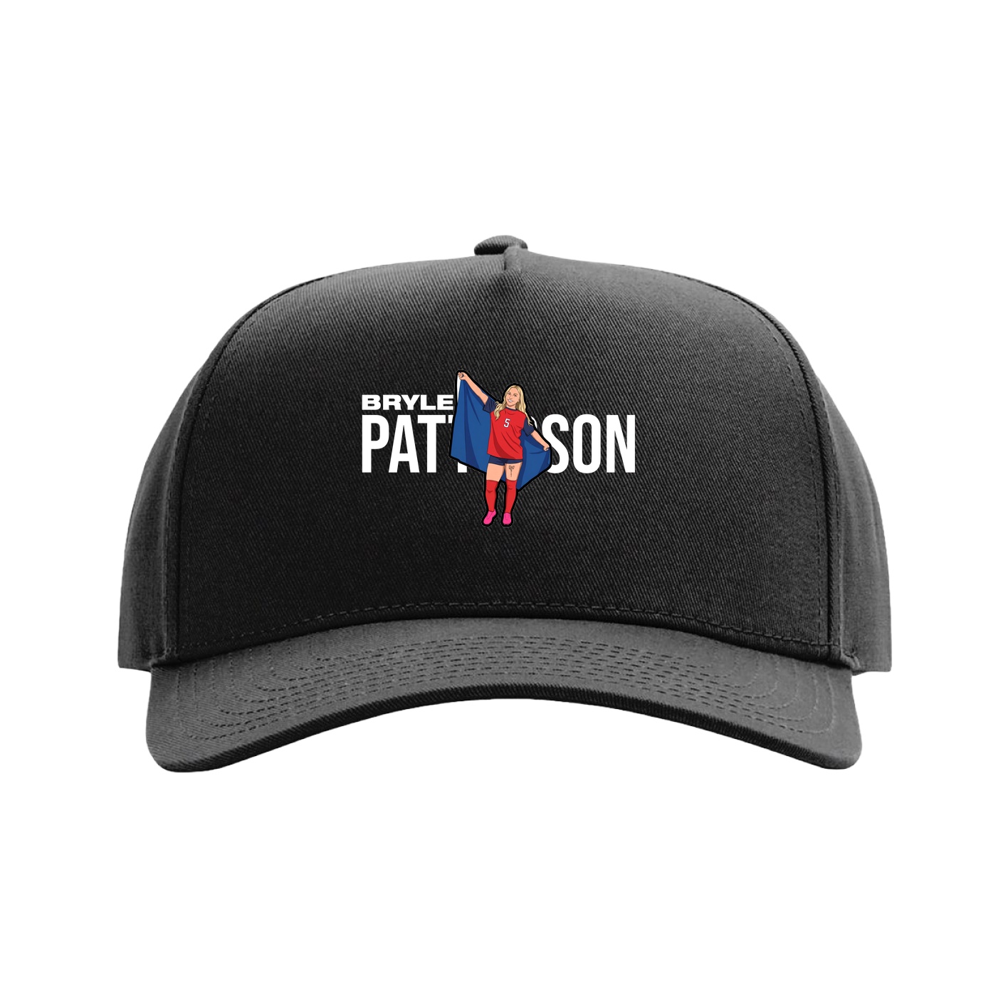 Full Fabric Five-Panel Champ Cap — Player Name in Black
