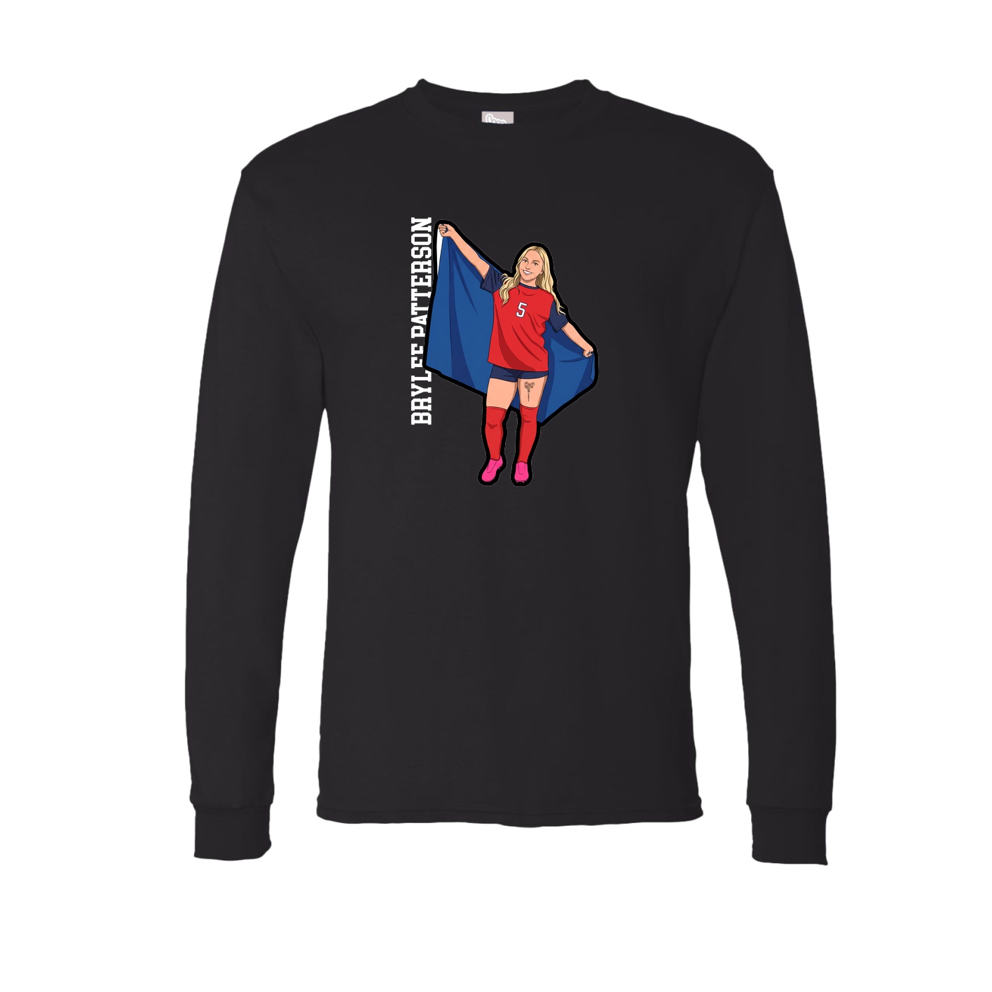 Long Sleeve Tee — Name Vertical in Black