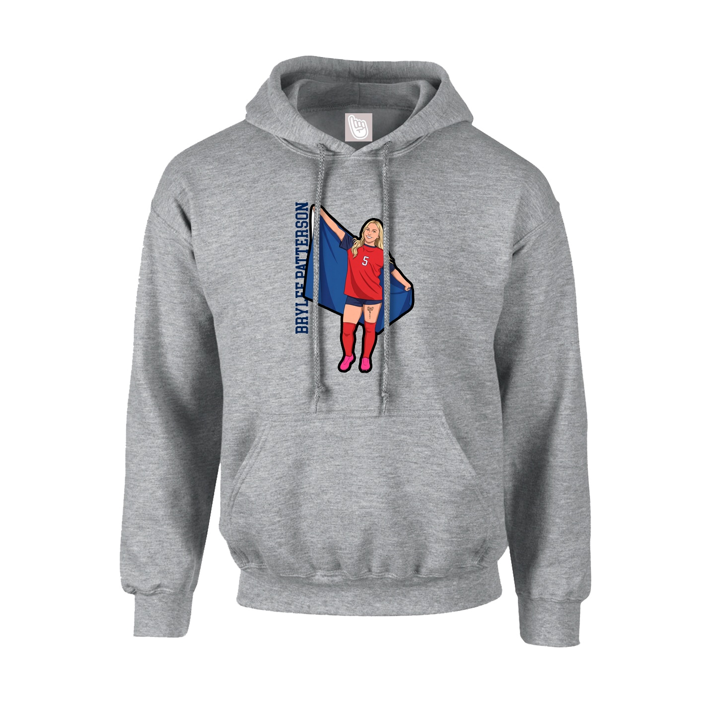 Youth Hoodie — Name Vertical in Grey