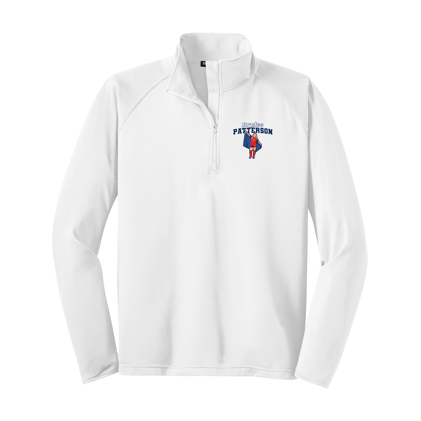 Q-Zip Pullover — Name Arch in White