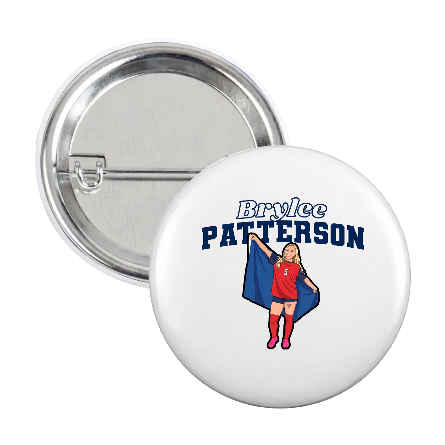 Game Day Button — Name Arch in White