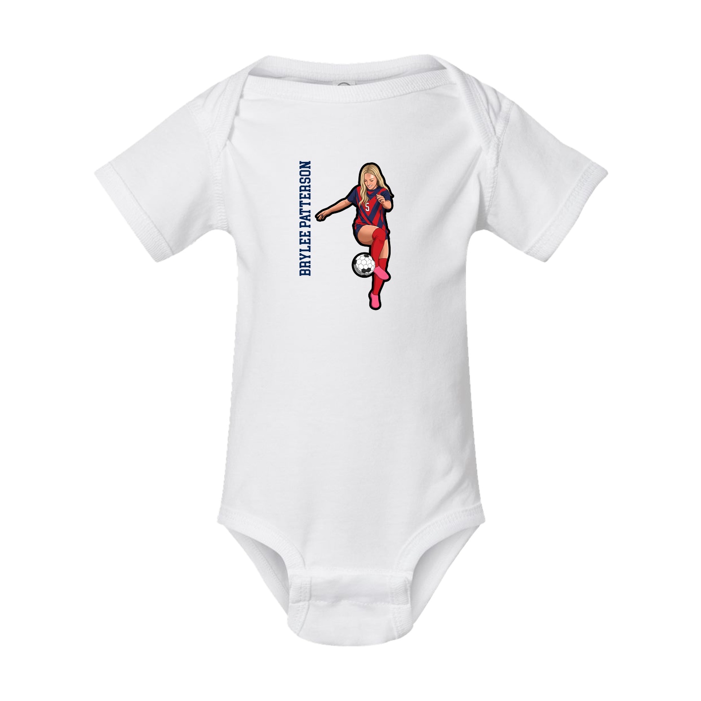 Baby Onesie — Name Vertical in White