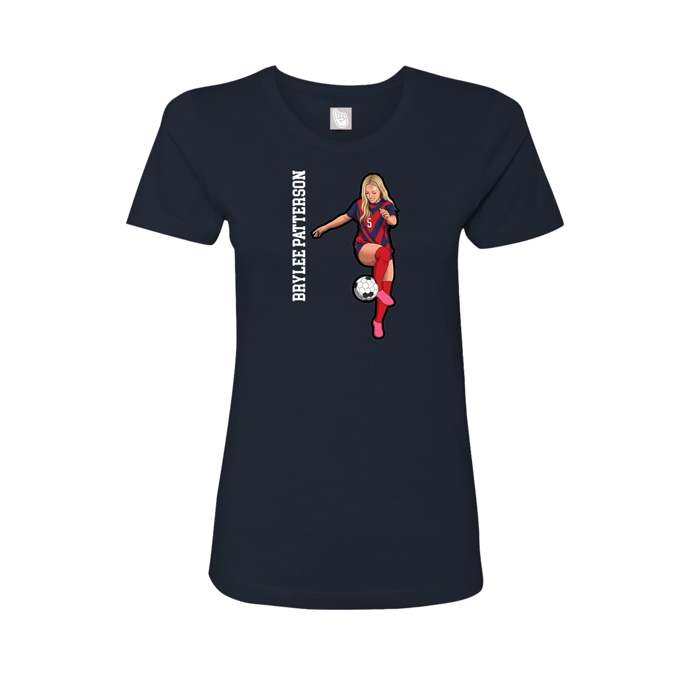 Womens Tee — Name Vertical in Navy