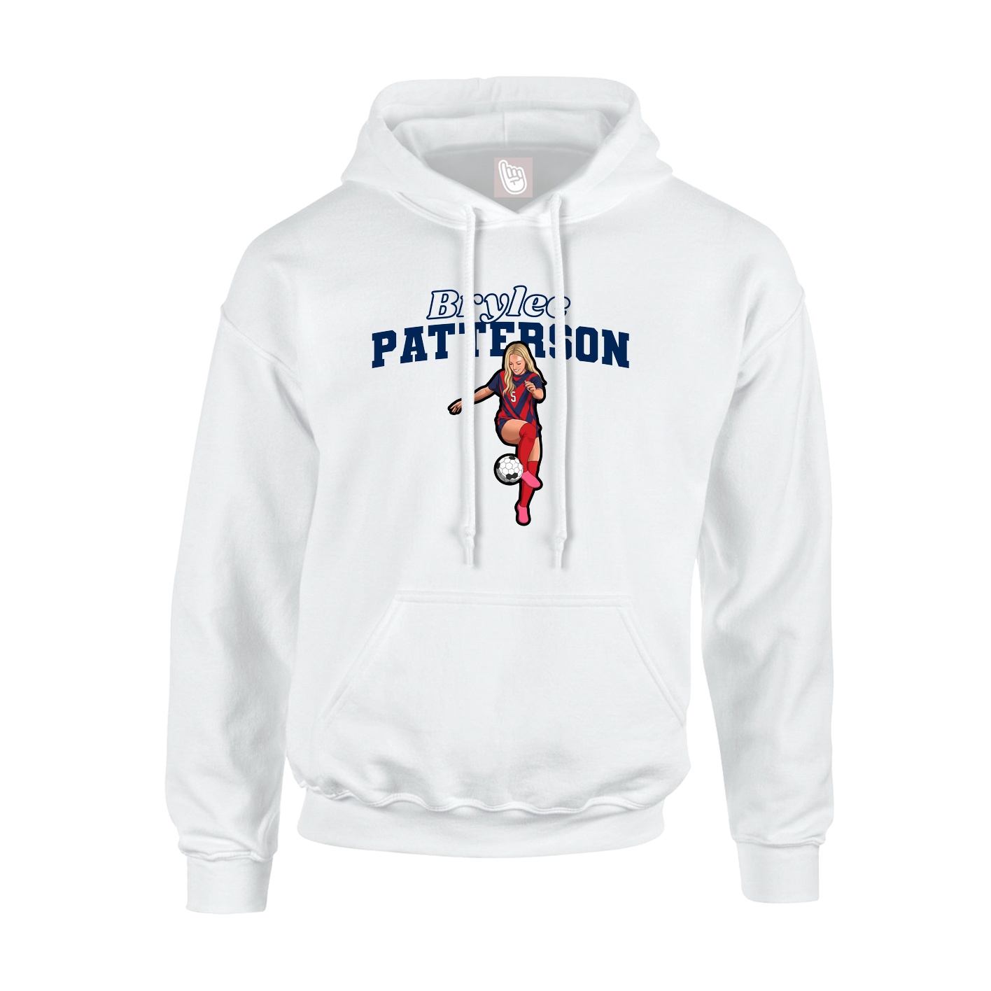 Youth Hoodie — Name Arch in White