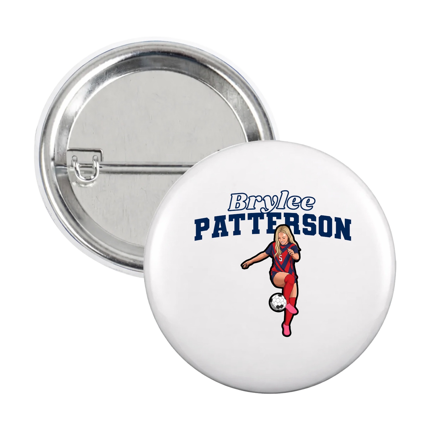 Game Day Button — Name Arch in White