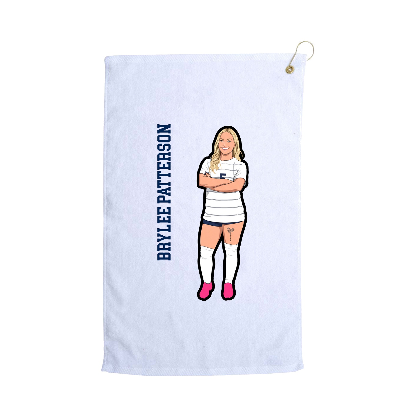 Golf Towel — Name Vertical in White