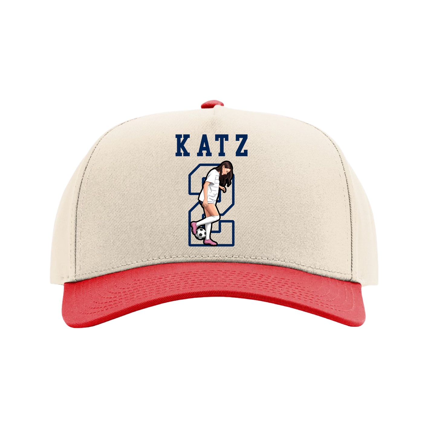 Full Fabric Five-Panel Champ Cap — Shirsey in Cream/Red