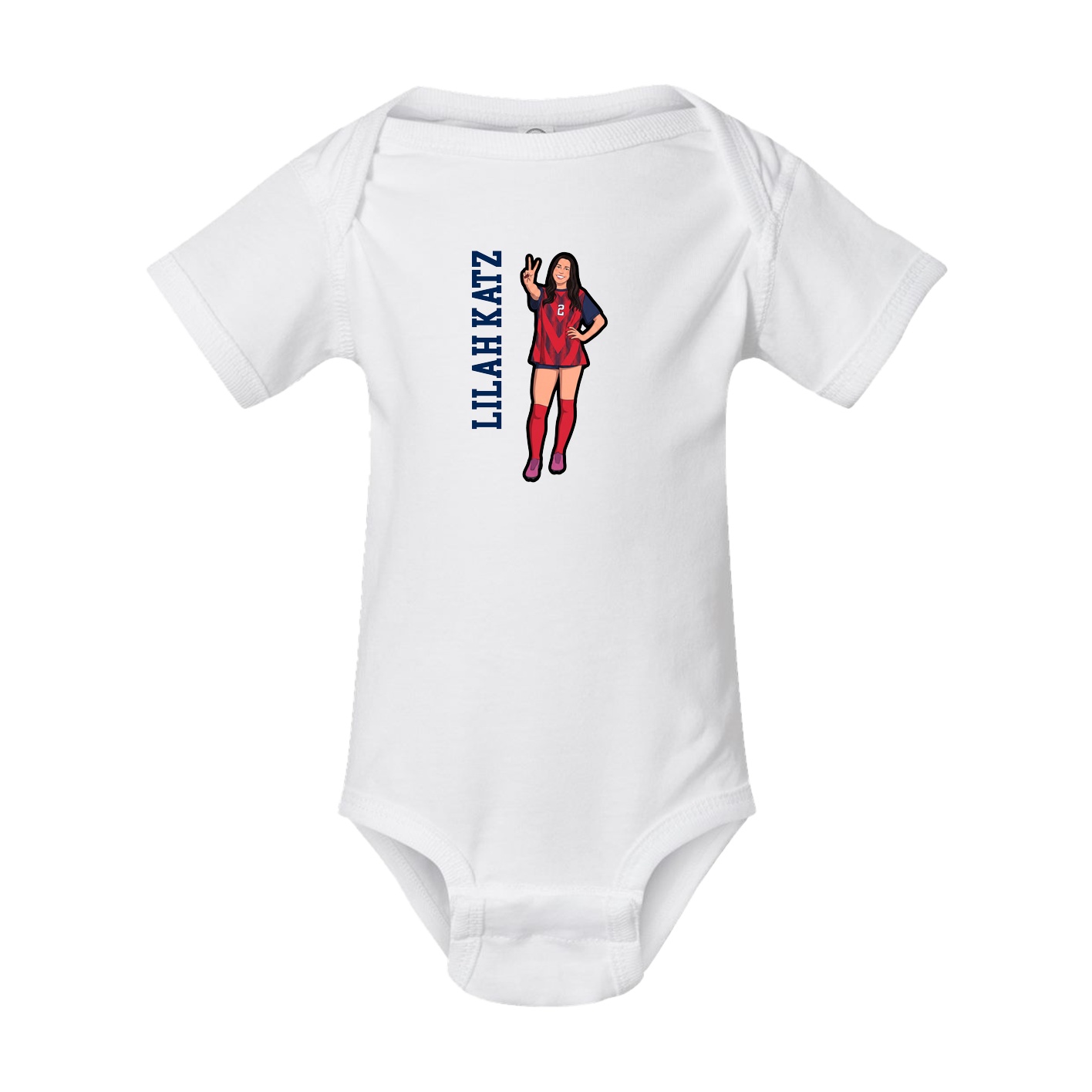 Baby Onesie — Name Vertical in White