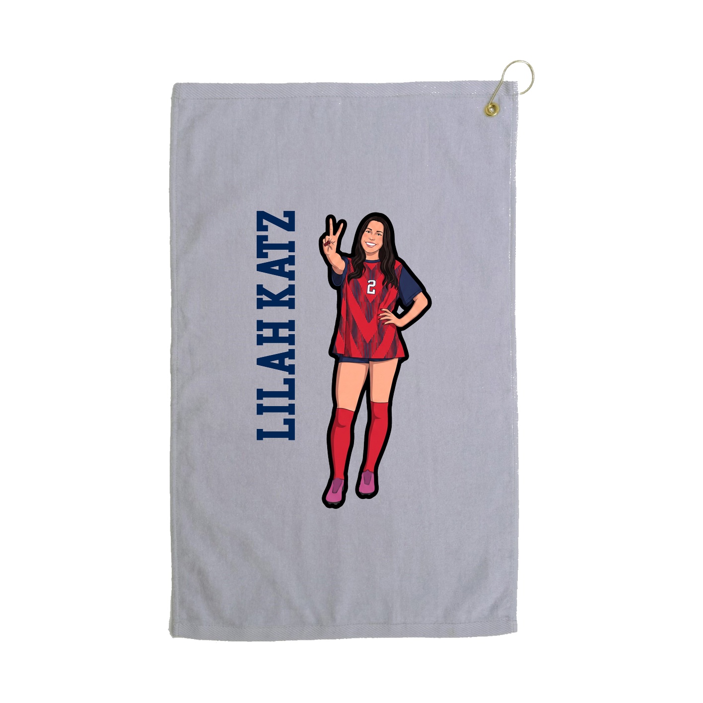 Golf Towel — Name Vertical in Grey