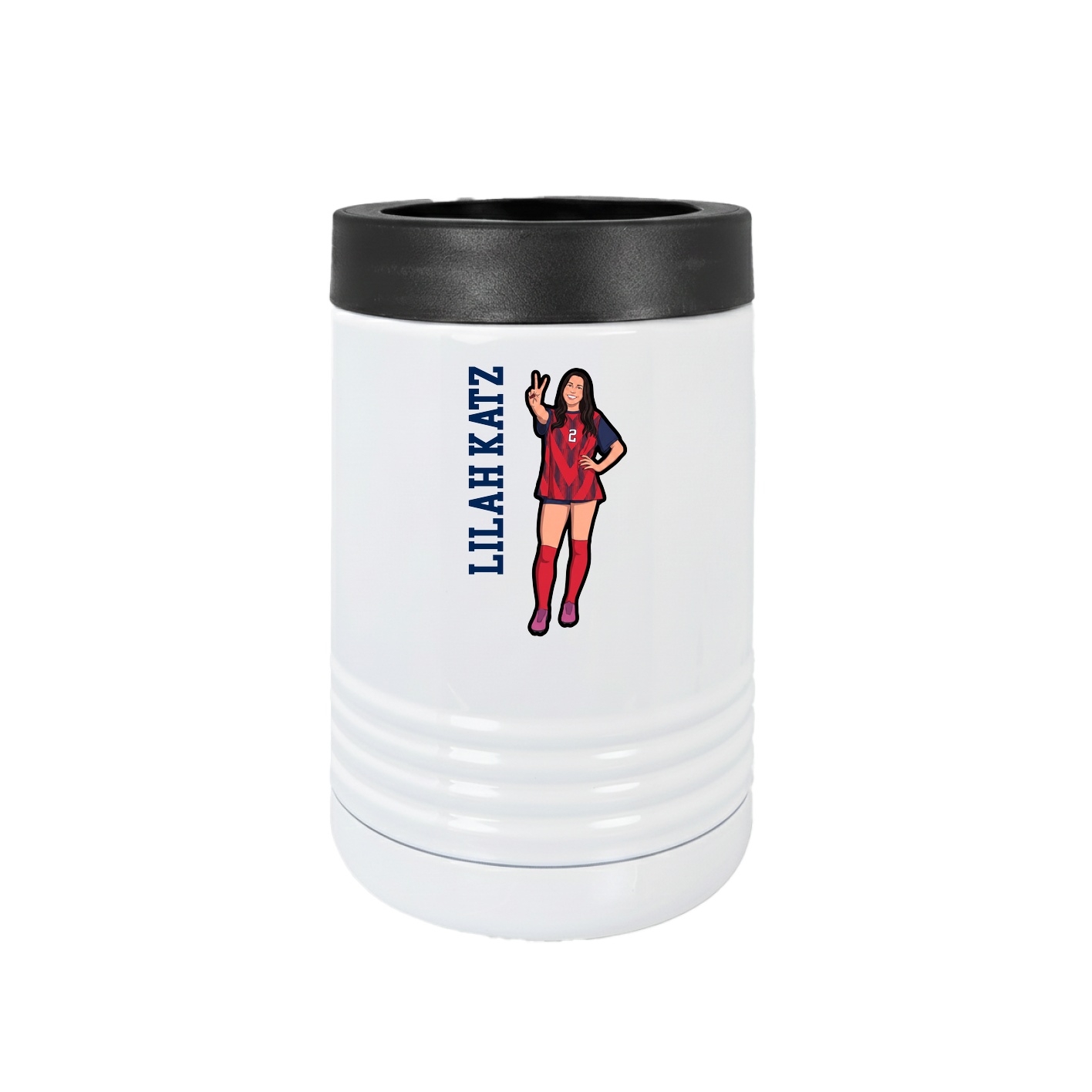 Beverage Holder — Name Vertical in White