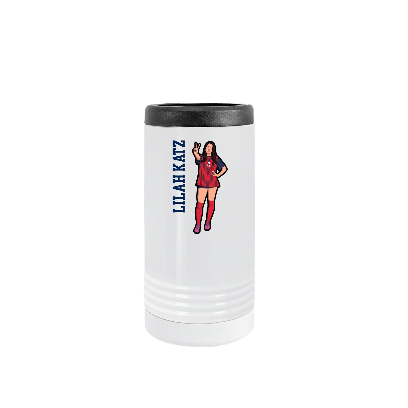 Slim Beverage Holder — Name Vertical in White