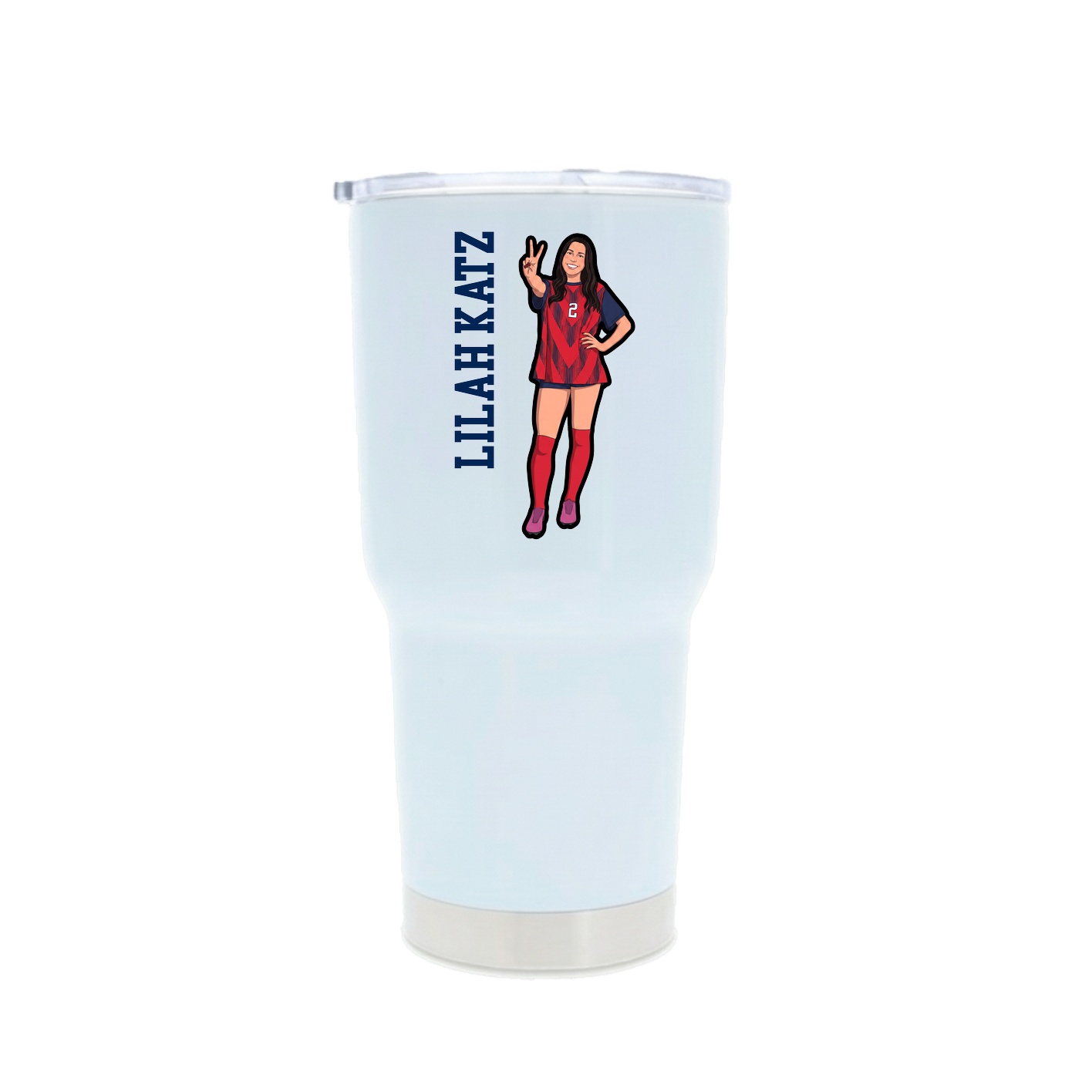 30oz Stainless Steel Tumbler — Name Vertical in White