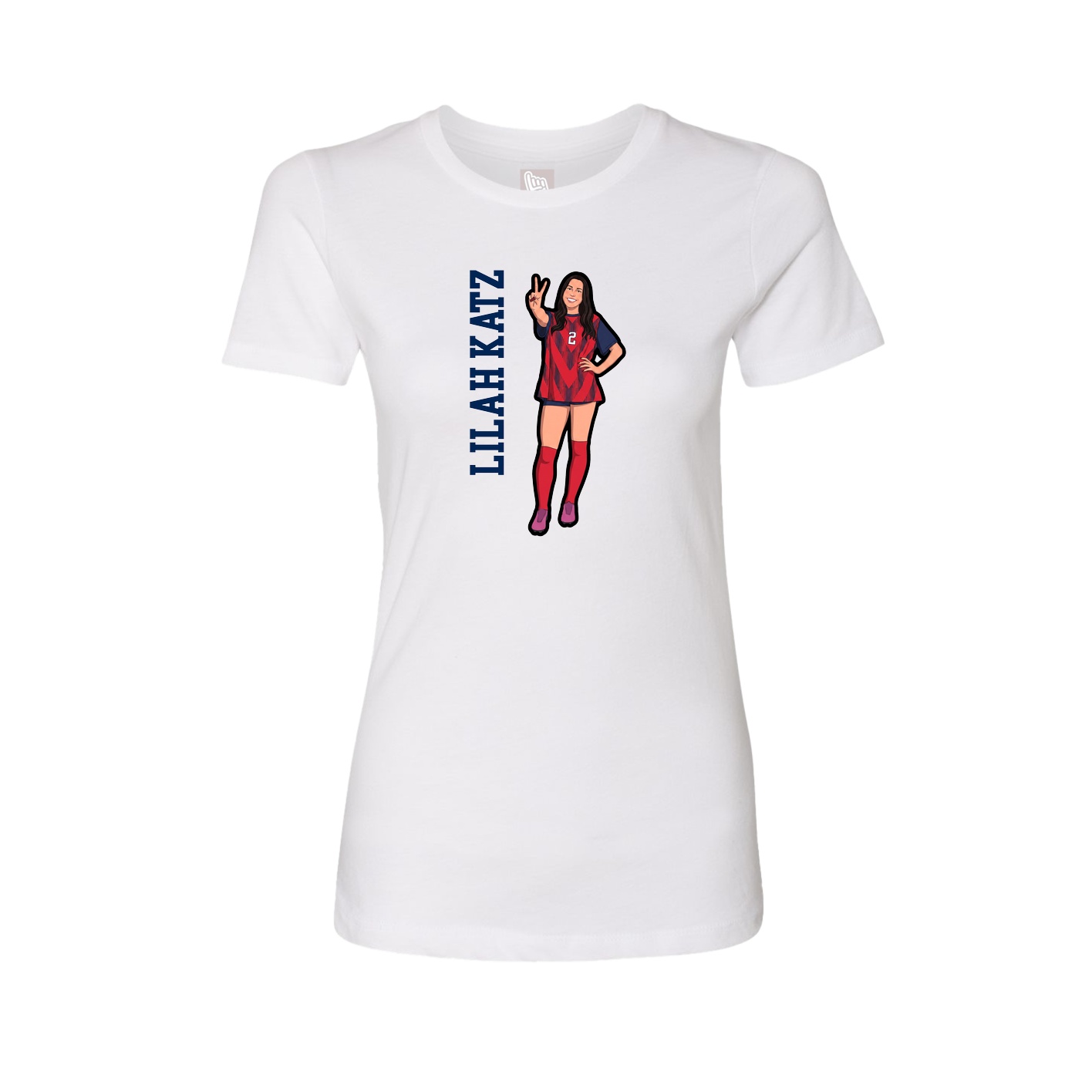 Fitted Women's Tee — Name Vertical in White