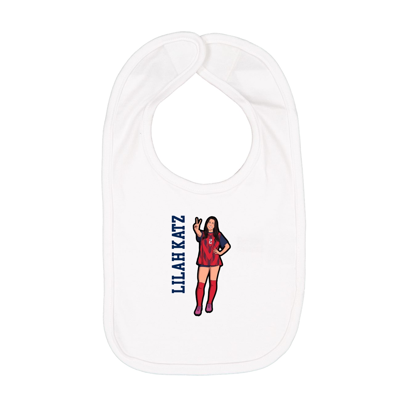 Infant Bib — Name Vertical in White
