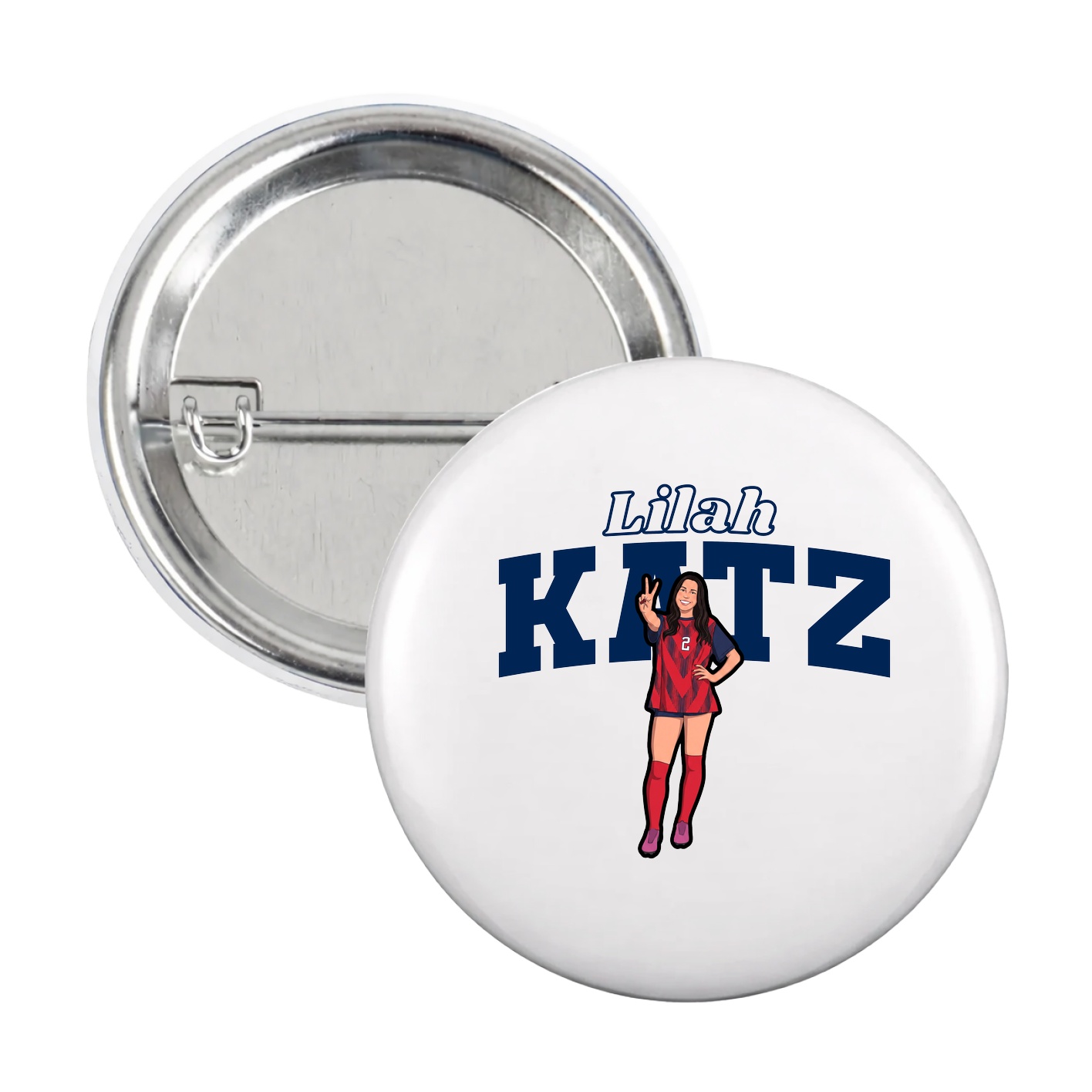 Game Day Button — Name Arch in White