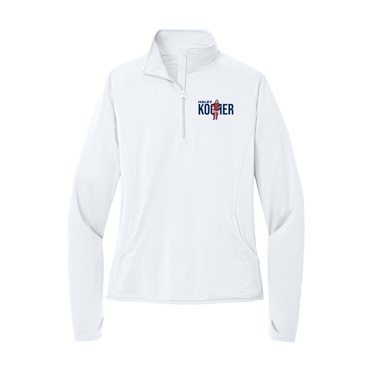Women's Q-Zip Pullover — Player Name in White