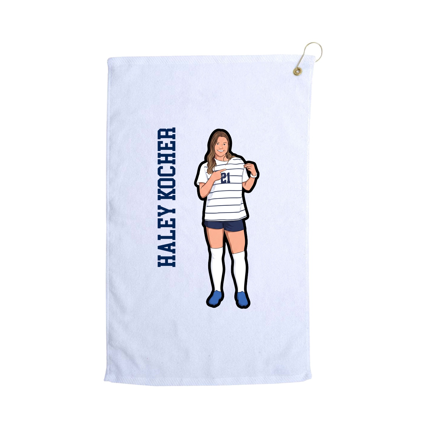 Golf Towel — Name Vertical in White