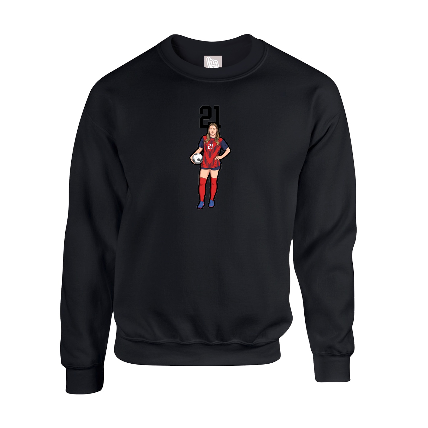Fleece Crew — Number Top in Black