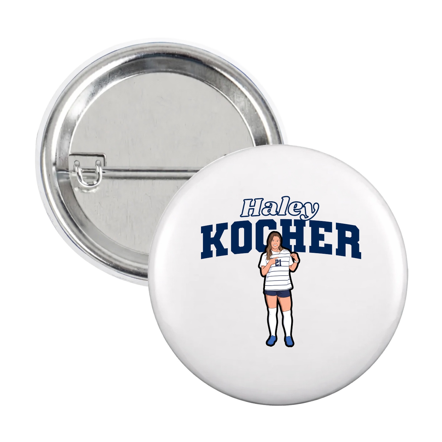 Game Day Button — Name Arch in White