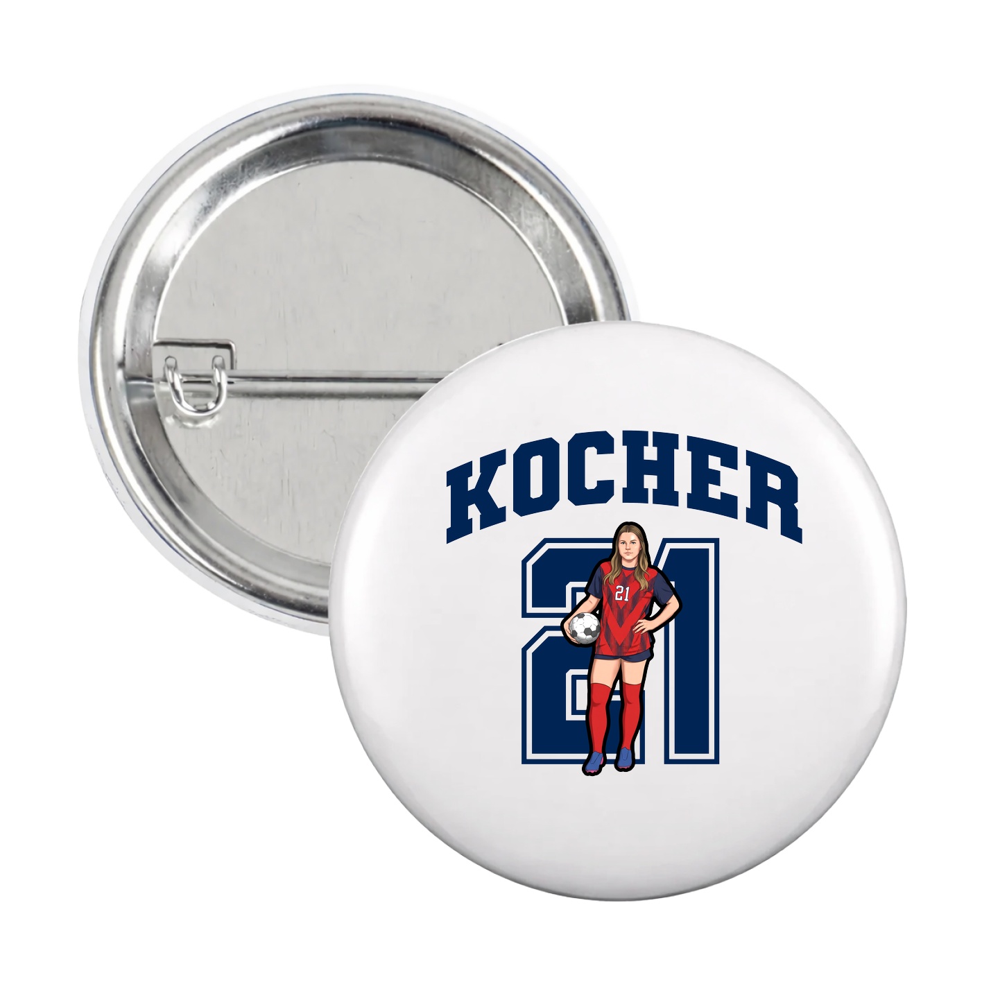Game Day Button — Number in White