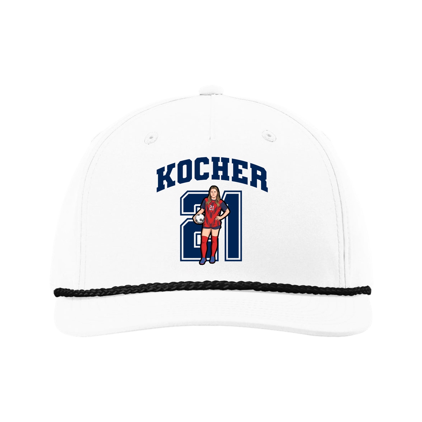 Five-Panel Classic Rope Cap — Number in White