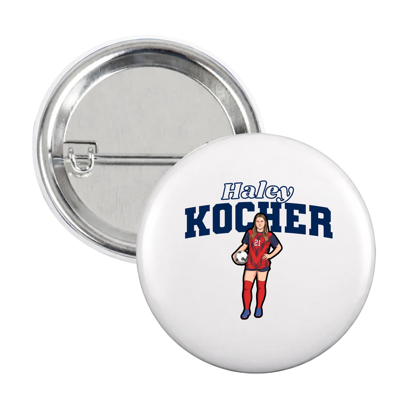 Game Day Button — Name Arch in White
