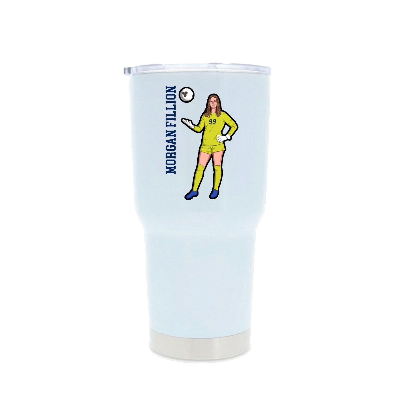30oz Stainless Steel Tumbler — Name Vertical in White