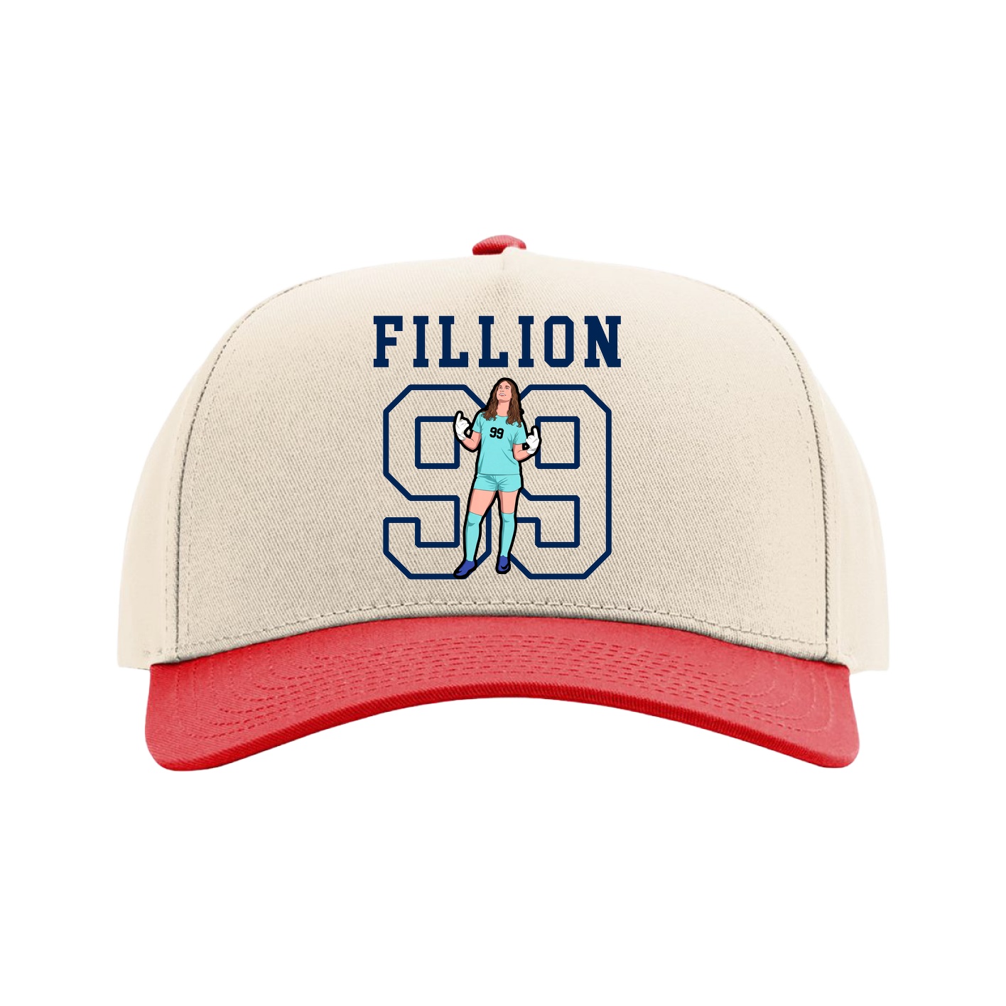 Full Fabric Five-Panel Champ Cap — Shirsey in Cream/Red