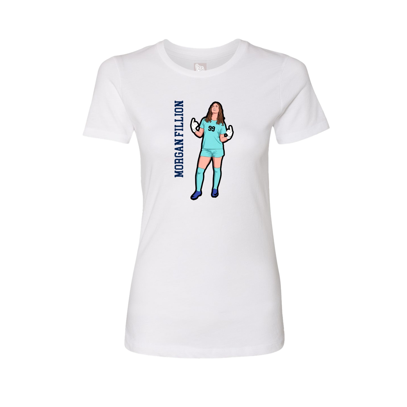 Fitted Women's Tee — Name Vertical in White